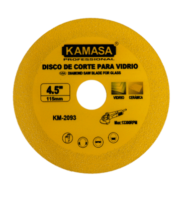 Disco diamantado para vidrio 4 1/2'' amarillo Kamasa
