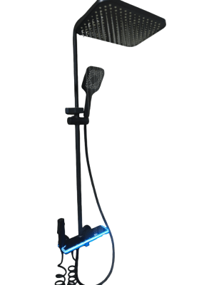 Columna de ducha negra 4 funciones con luz