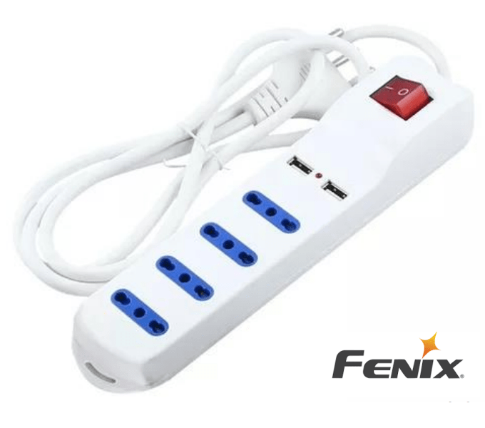 Alargador 4 tomas c/interruptor 2 toma USB 1.5 metros Fenix 1