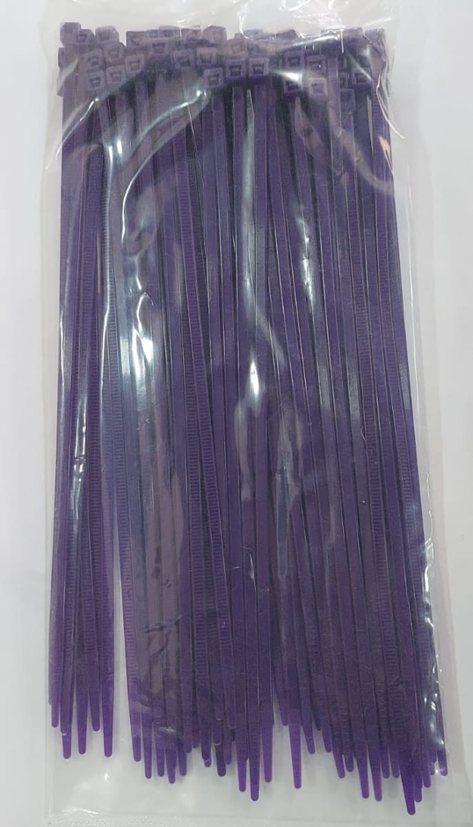 Amarra plastica 3.6x200mm morada 100 pzas 0