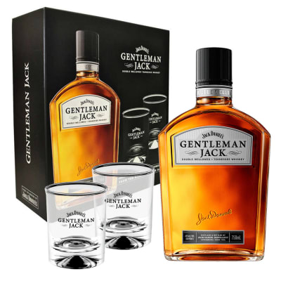 Whiskey Gentleman Jack Daniels 750cc 40º alc. + 2 vasos1