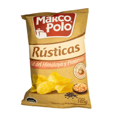 Papas Fritas Marco Polo Rústicas Con Sal Del Himalaya y Pimienta 185 grs1