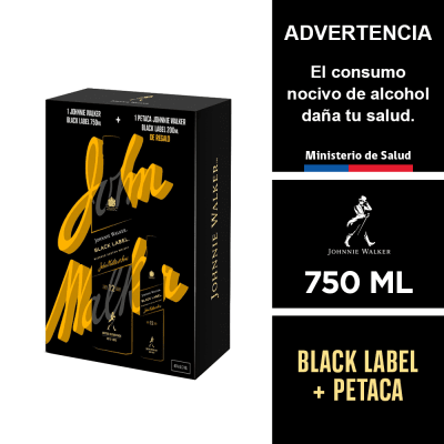 Pack Johnnie Walker Black Label 750 ml. + petaca 200 ml.