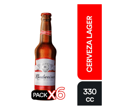 Pack Cerveza Budweiser botella 6 unid de 330 cc1
