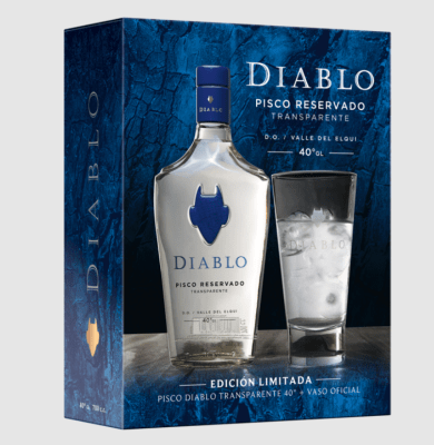 Pack Pisco Diablo 40° Transparente 700 Cc + Vaso Diablo1