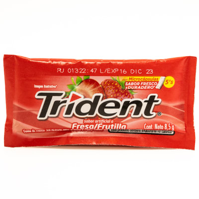 Chicle Trident Sin Azúcar Fresa Frutilla 8.5 grs