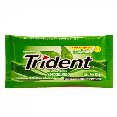 Chicle Trident Sin Azúcar Yerbabuena 8.5 grs