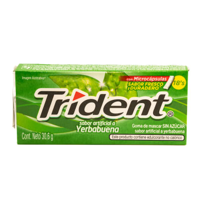 Chicle Trident Sin Azúcar Yerbabuena 18 Und1