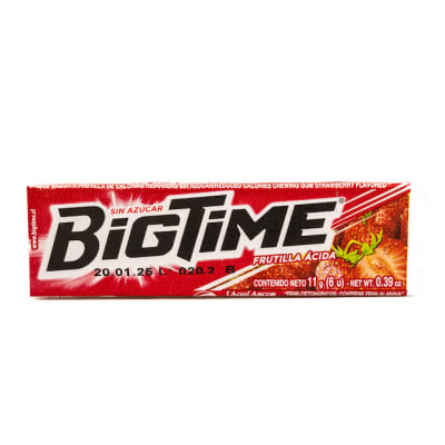 Chicle BigTime Sin Azúcar Frutilla Ácida 11 grs1