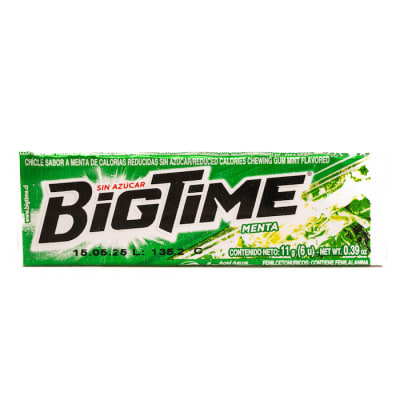 Chicle BigTime Sin Azúcar Menta 11 grs