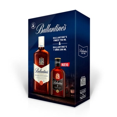 Pack Whisky Ballantine's Finest 750Cc + Petaca Ballantine's 7 Años 200Cc