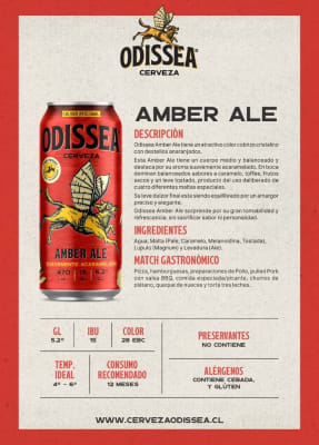 Cerveza Odissea Amber Ale 5,2° Lata 470 Cc1