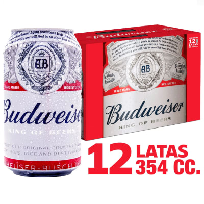 PACK CERVEZA BUDWEISER 12 LATAS X 354 CC