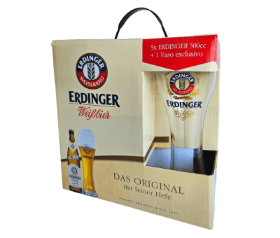 Pack Regalo 5 X Erdinger Weissbier 500Cc + 1 Vaso 500 Cc1