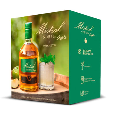 Pack Pisco Mistral Nobel Apple 35° 750 Cc + Vaso1