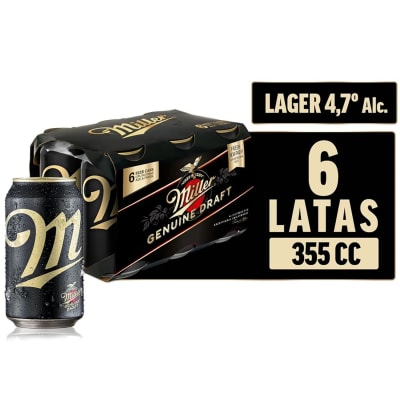 Pack 6 un. Cerveza Miller Lager 4.7° 355 cc1