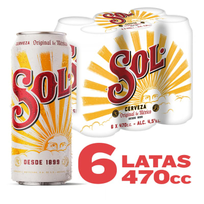 Pack Cerveza Sol 4,5° Lata 6 X 470 Cc