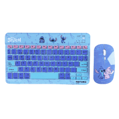 Kit Teclado Y Mouse Inalámbrico Disney Celeste Español