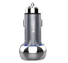 Cargador de Auto Budix Dual 52.5W QC 3.0 Metal 145-1