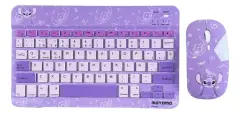 Kit Teclado Y Mouse Inalámbrico Stitch Lila Español