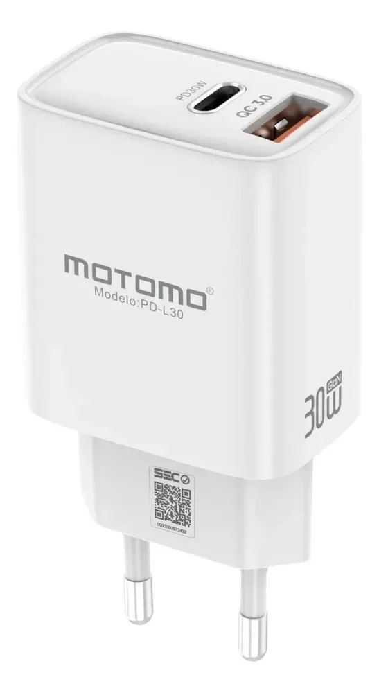 Cargador Rápido Certificado 30w Gan Con Cable Tipo C Blanco1