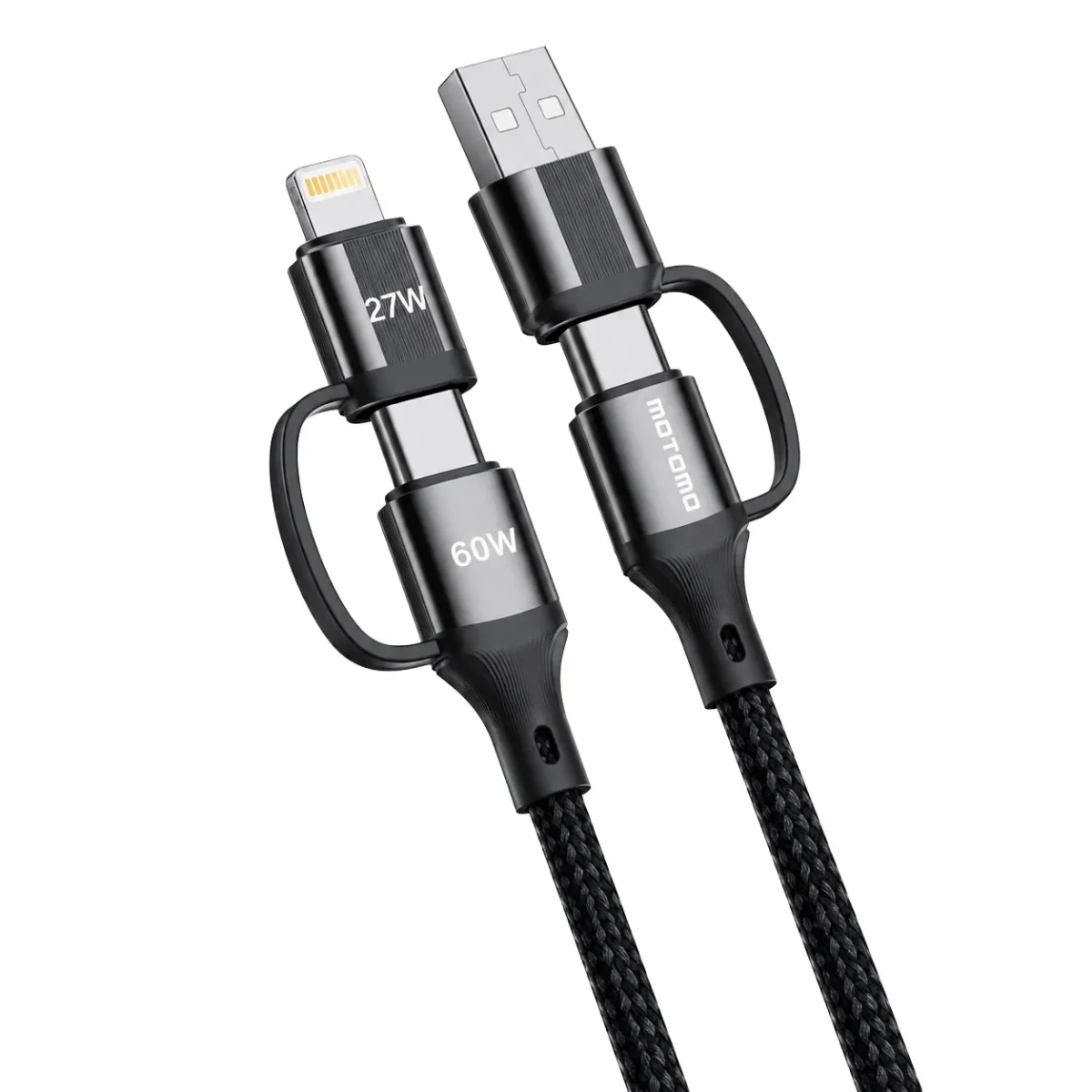 Cable 4 En 1 Motomo Usb-c Usb-a A Tipo C Lightning 60w 1m1