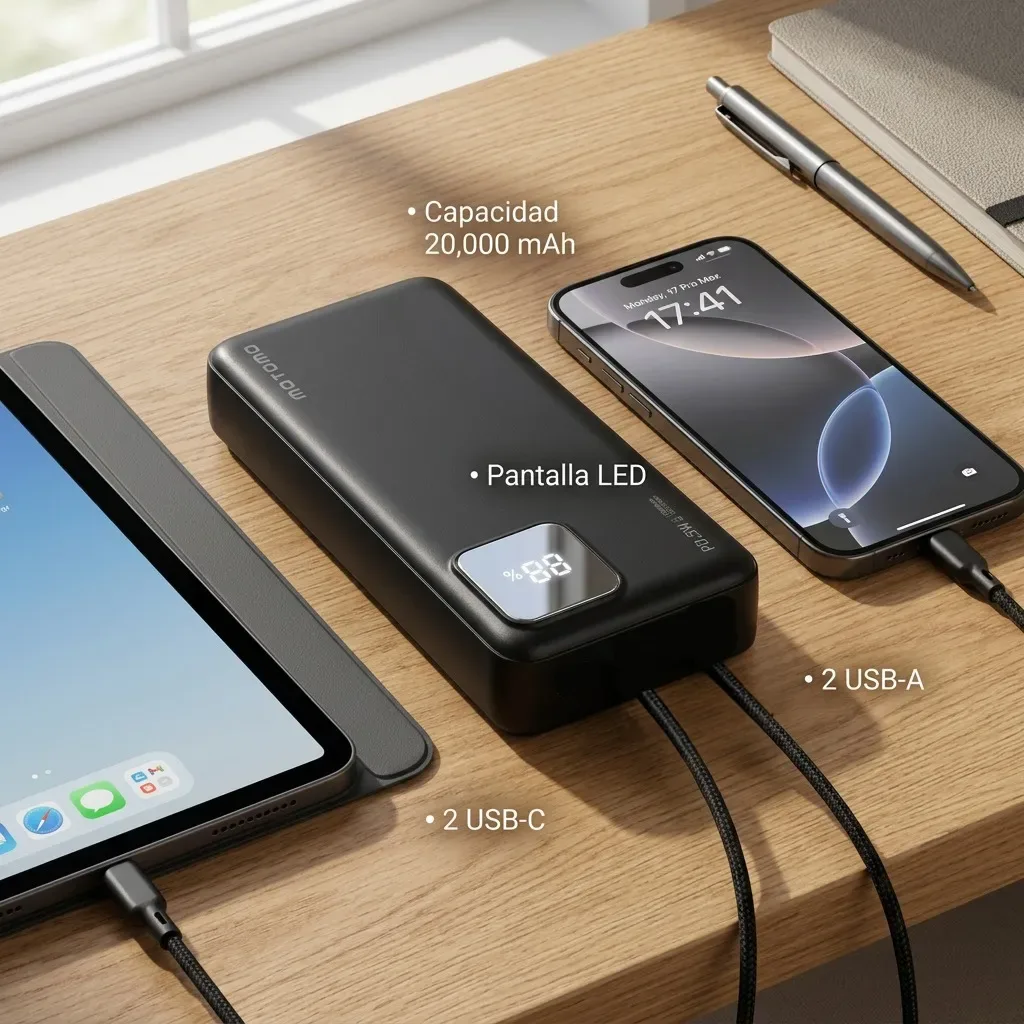 Powerbank Cargador Portátil 20000mAh 22.5W PD Motomo6