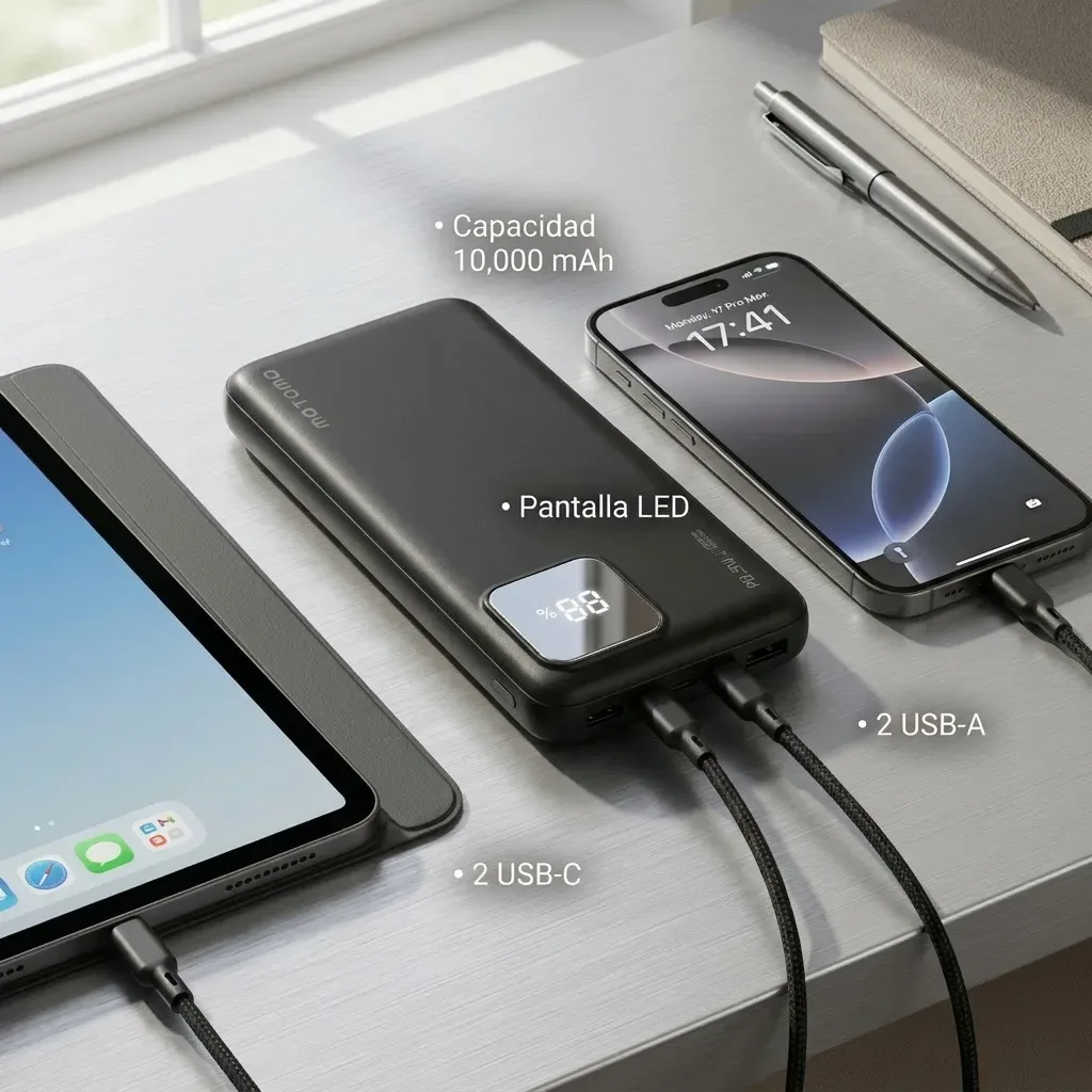 Powerbank Cargador Portátil 10000mAh 22.5W PD Motomo6