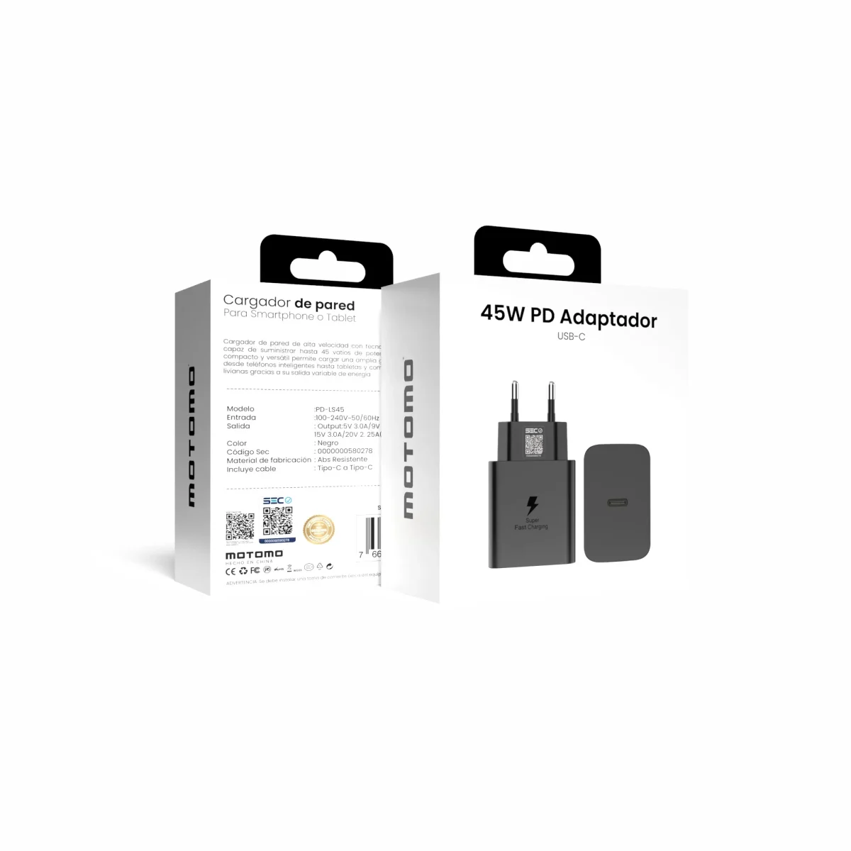 Cargador de Pared Motomo LS-45 PD 45W sin Cable6