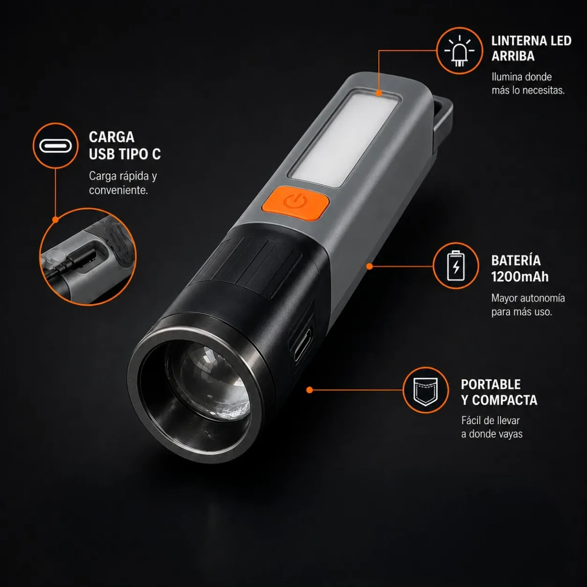 Iluminacion Linterna Led Recargable5