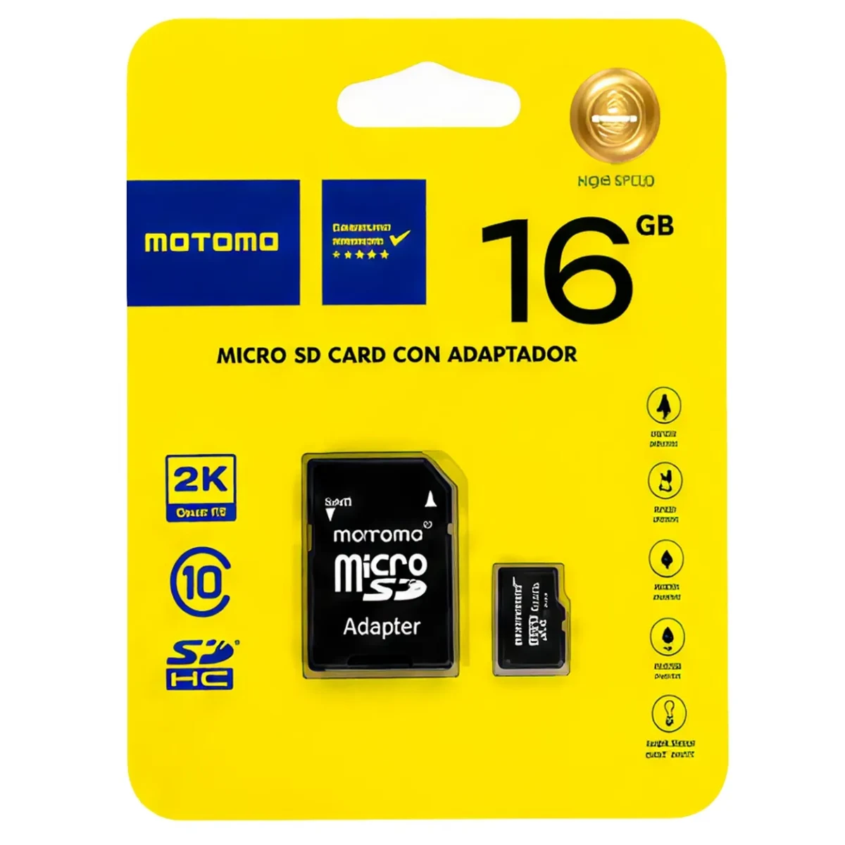 Tarjeta Micro SD 16GB Motomo Clase 10 con Adaptador SD4