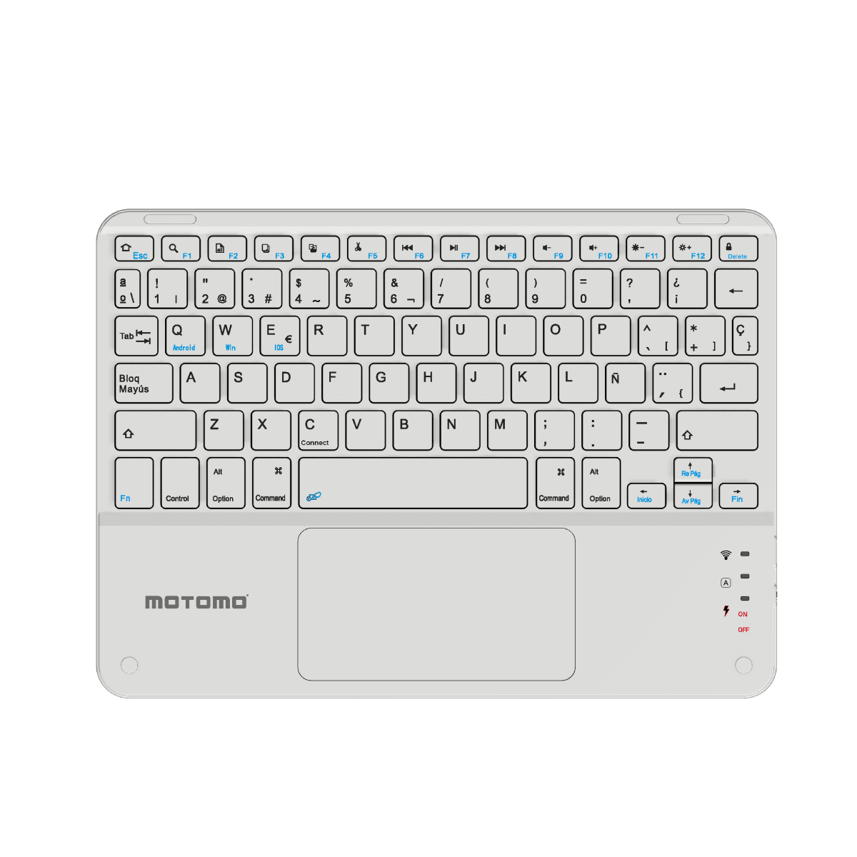 Teclado Inalámbrico Bluetooth Español Blanco BD-136A Motomo1