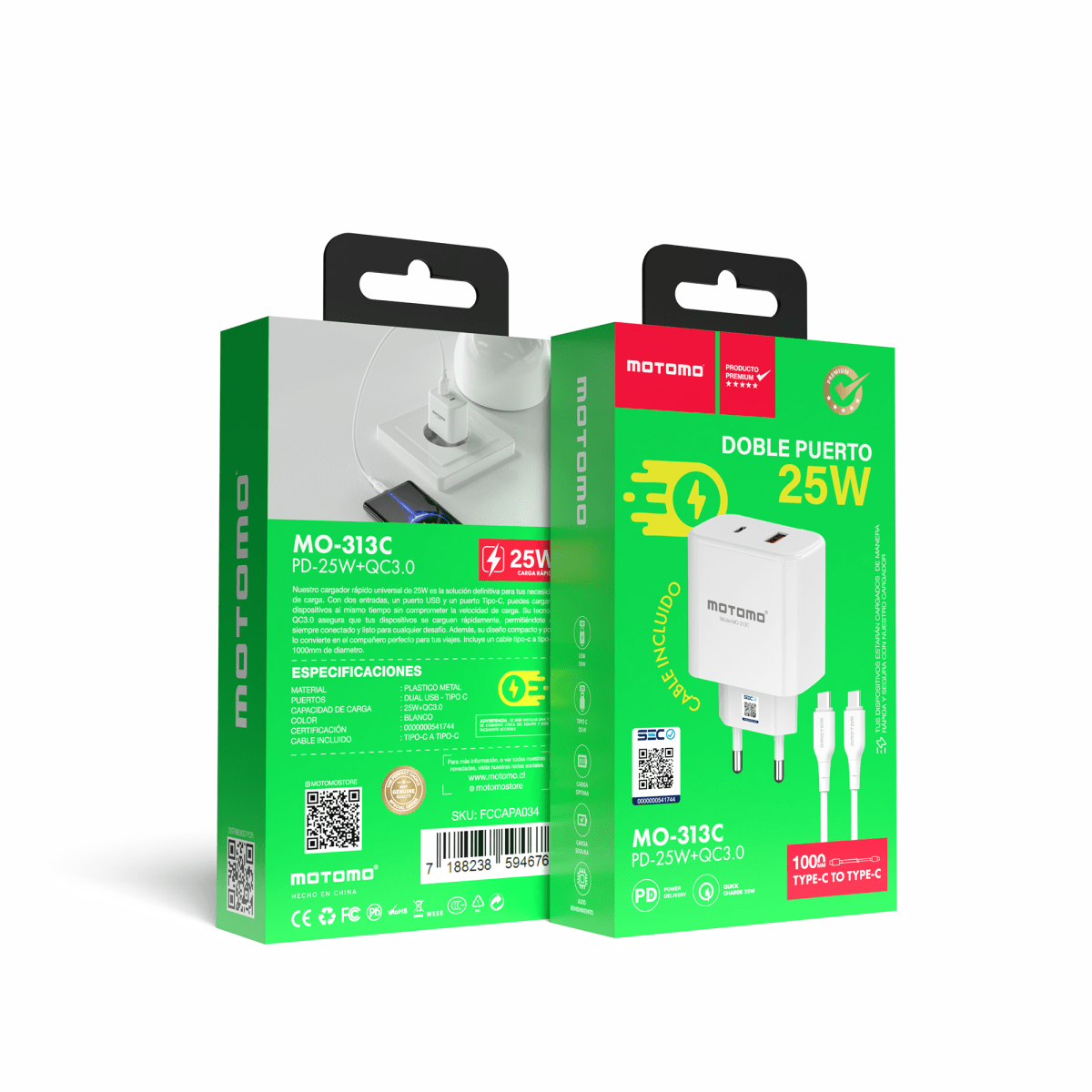 Cargador MO-313C PD 25W Tipo C5