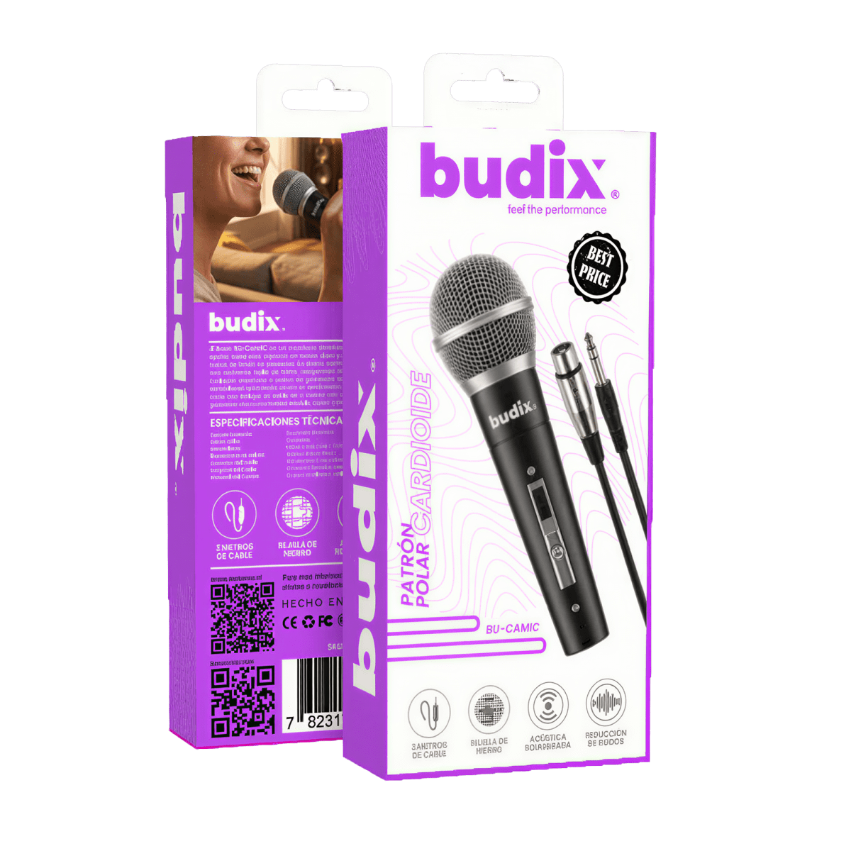 Micrófono Dinámico Budix BU-CAMIC Cardioide Cable XLR 3m5