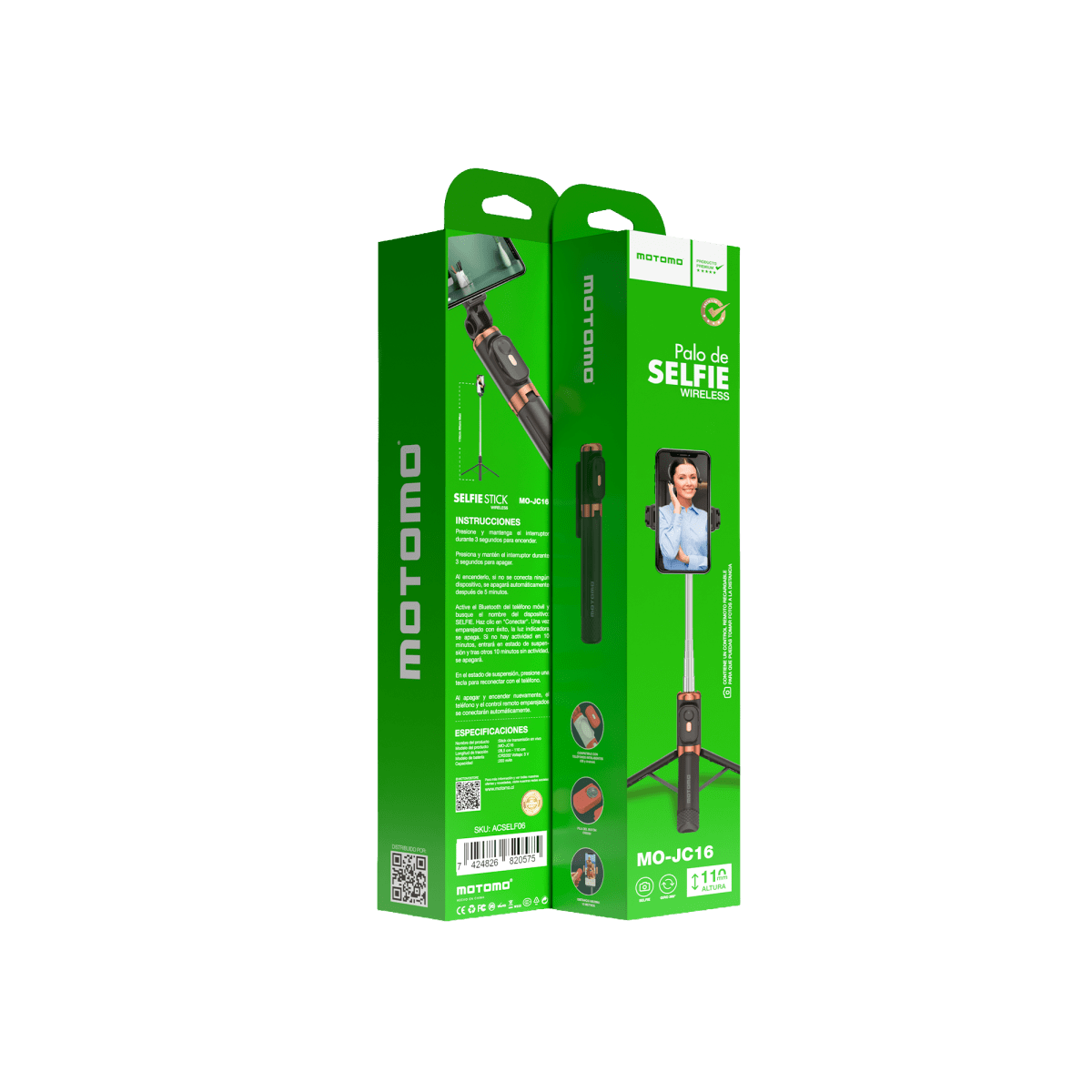 Bastón Selfie Extensible Y Trípode Para Celular Negro Jc-165