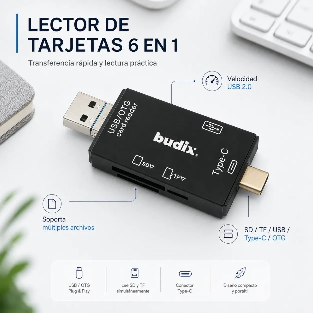 OTG Adaptador OTG Tipo C a USB Plata6