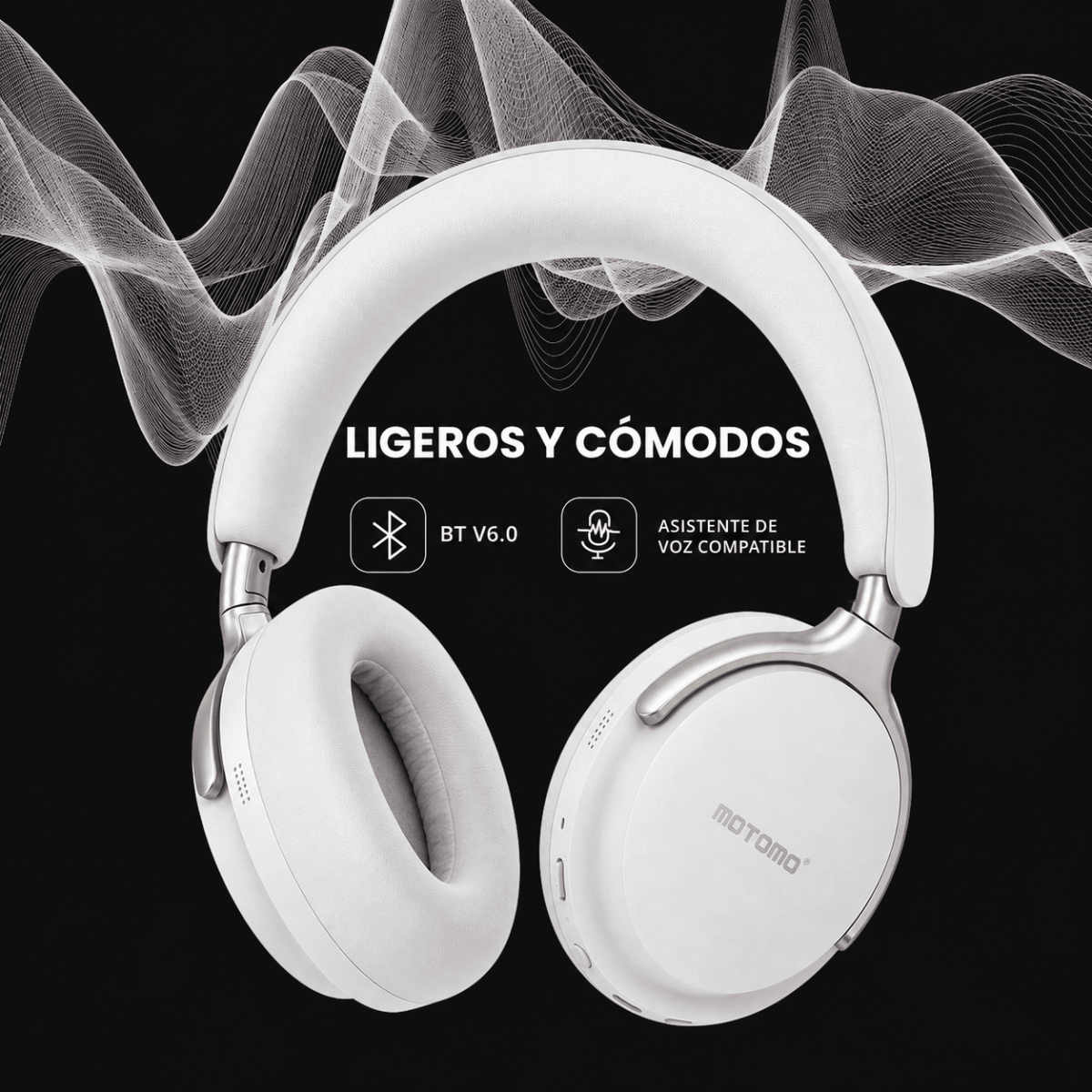 Audífonos Inalámbricos Motomo Anc Bluetooth 45h Blanco Con Micrófono Blanco6