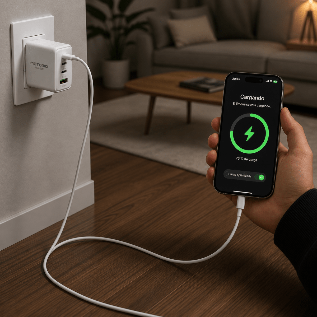 Cargador Rápido Certificado 65w Cable Tipo C Triple Puerto6