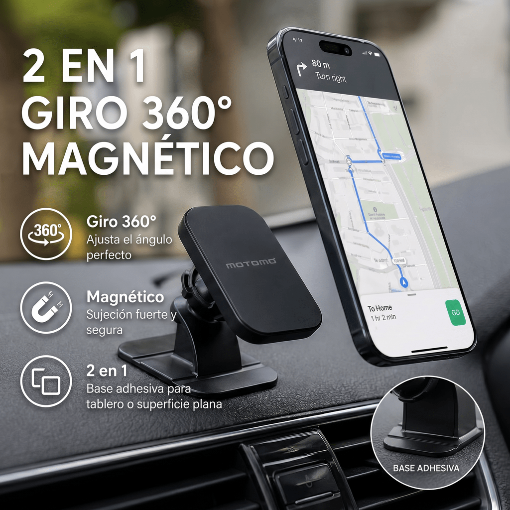 Soporte De Teléfono Para Auto Motomo Magnético 2 En 1 HM-C075