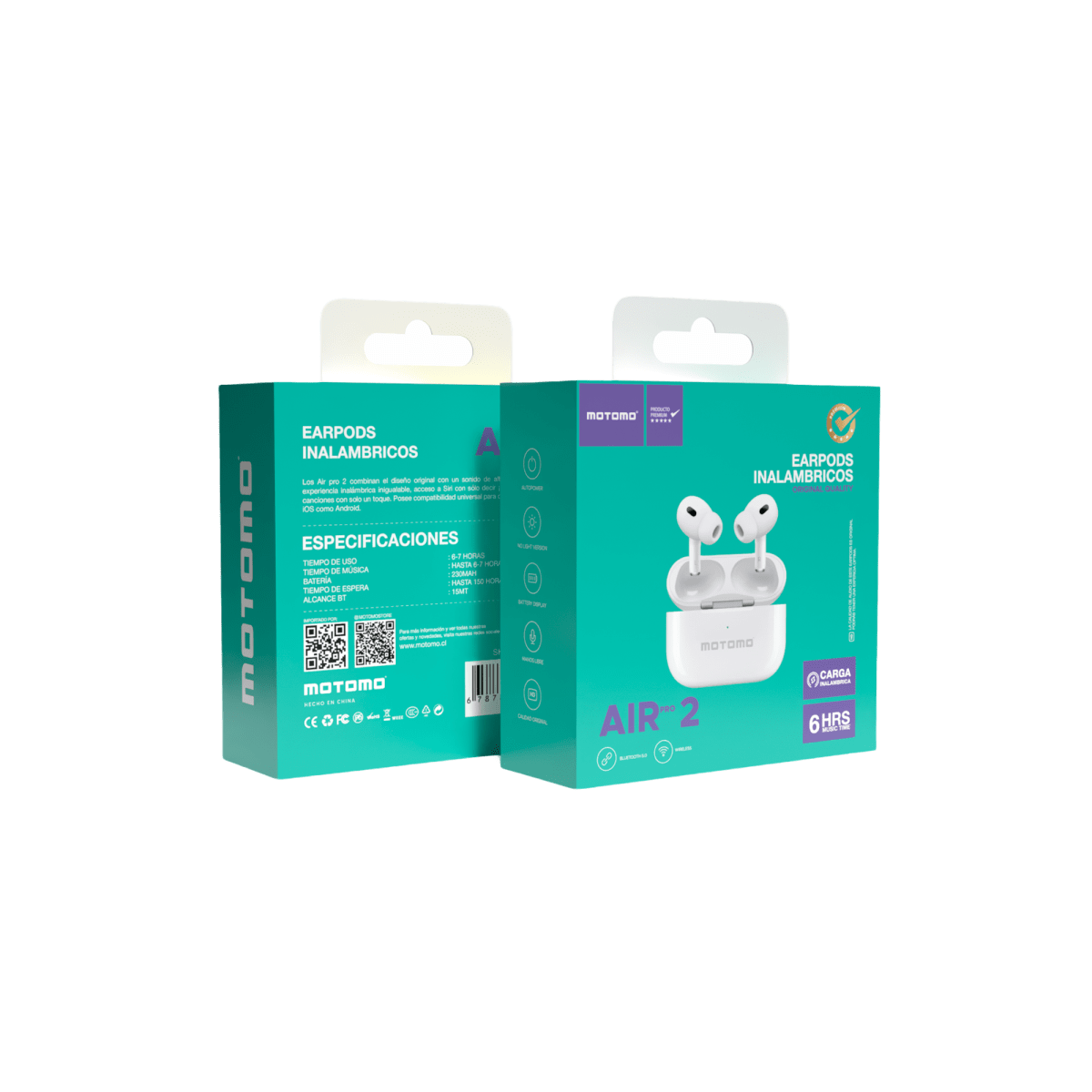 Audífono Inalámbrico Air Pro 2 BT 5.0 Blanco5