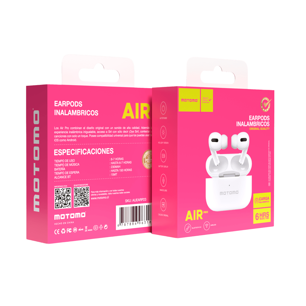 Audífono Air Pro Bluetooth 5.0 Carga Inalámbrica 6HRS5