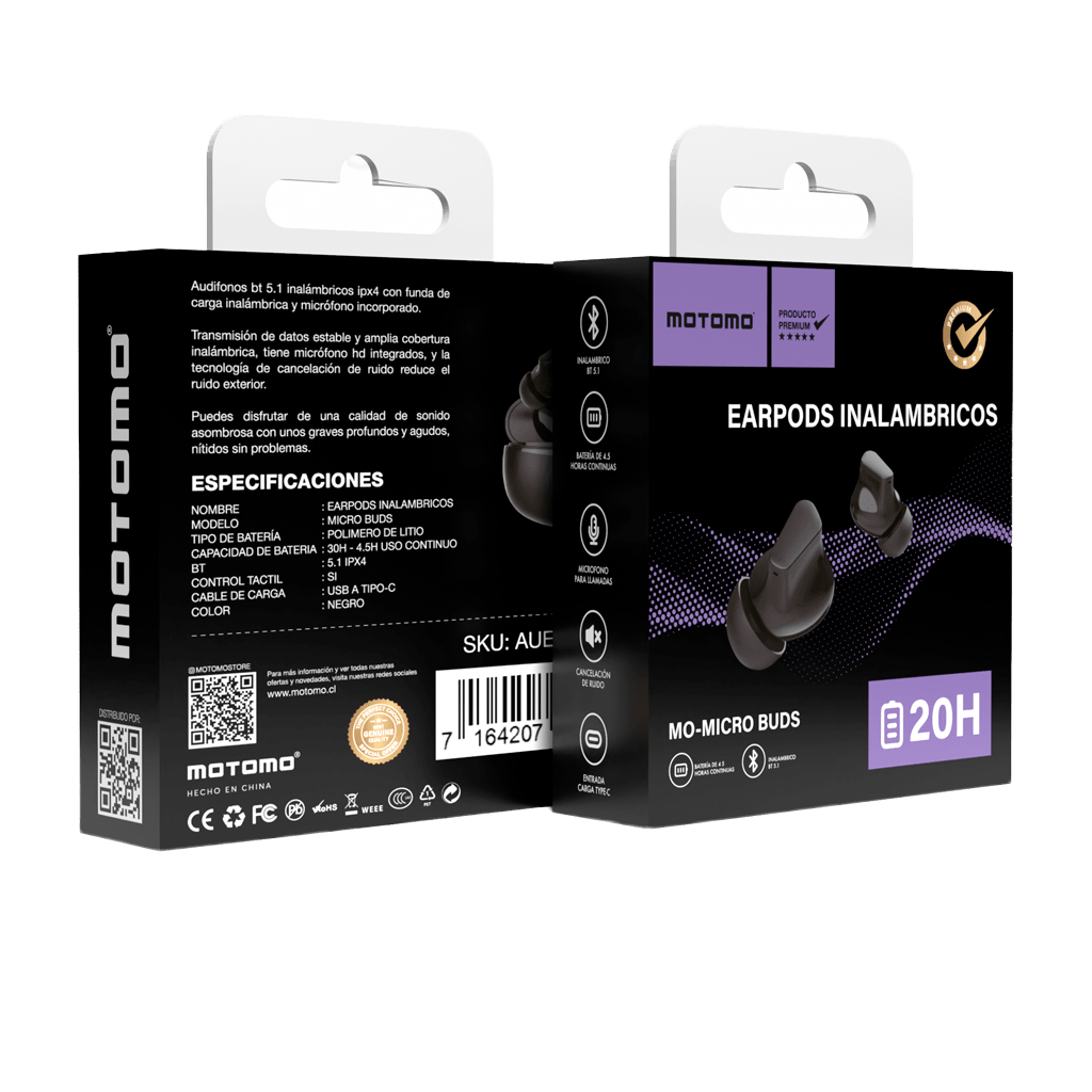 Earpods Motomo Micro Buds Negro5