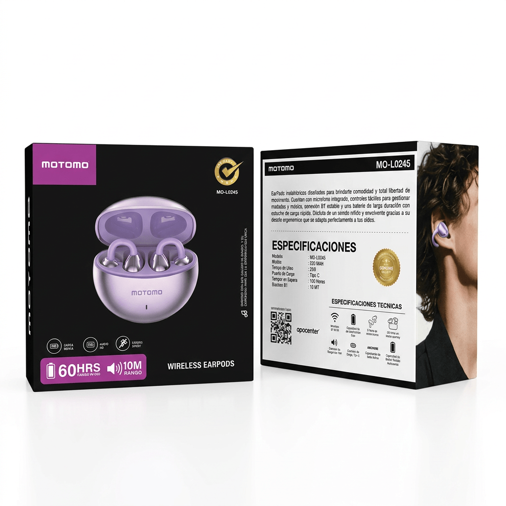 Audífono Bluetooth Inalámbrico Motomo MO-L0245 Lila 60h5