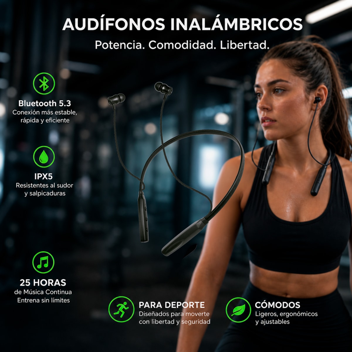 Audífono Inalámbrico Deportivo BU-SPORTY 15H BT 5.33