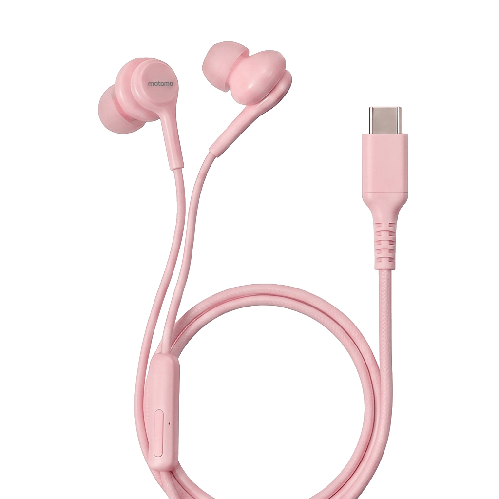 Audífono In-Ear Tipo-C Micrófono Trenzado Rosa2