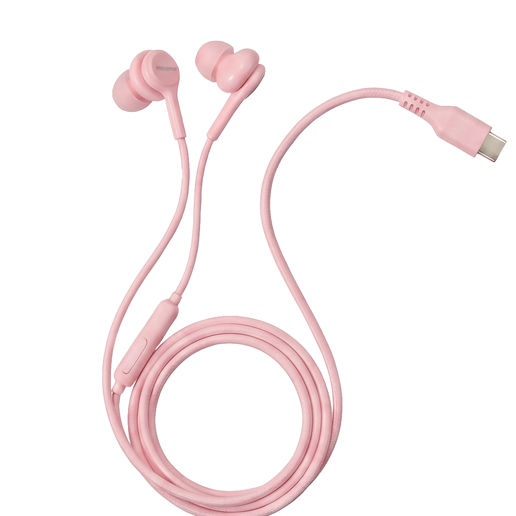 Audífono In-Ear Tipo-C Micrófono Trenzado Rosa1