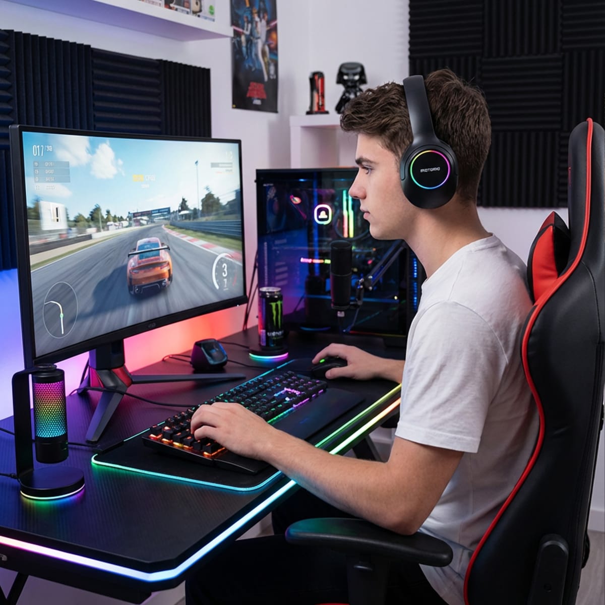 Audífono Bluetooth Inalámbrico Motomo MO-301 Led RGB5