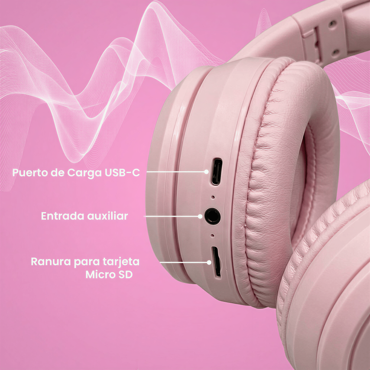 Audífono Bluetooth Inalámbrico Motomo MO-SONOR Rosa HI-FI4