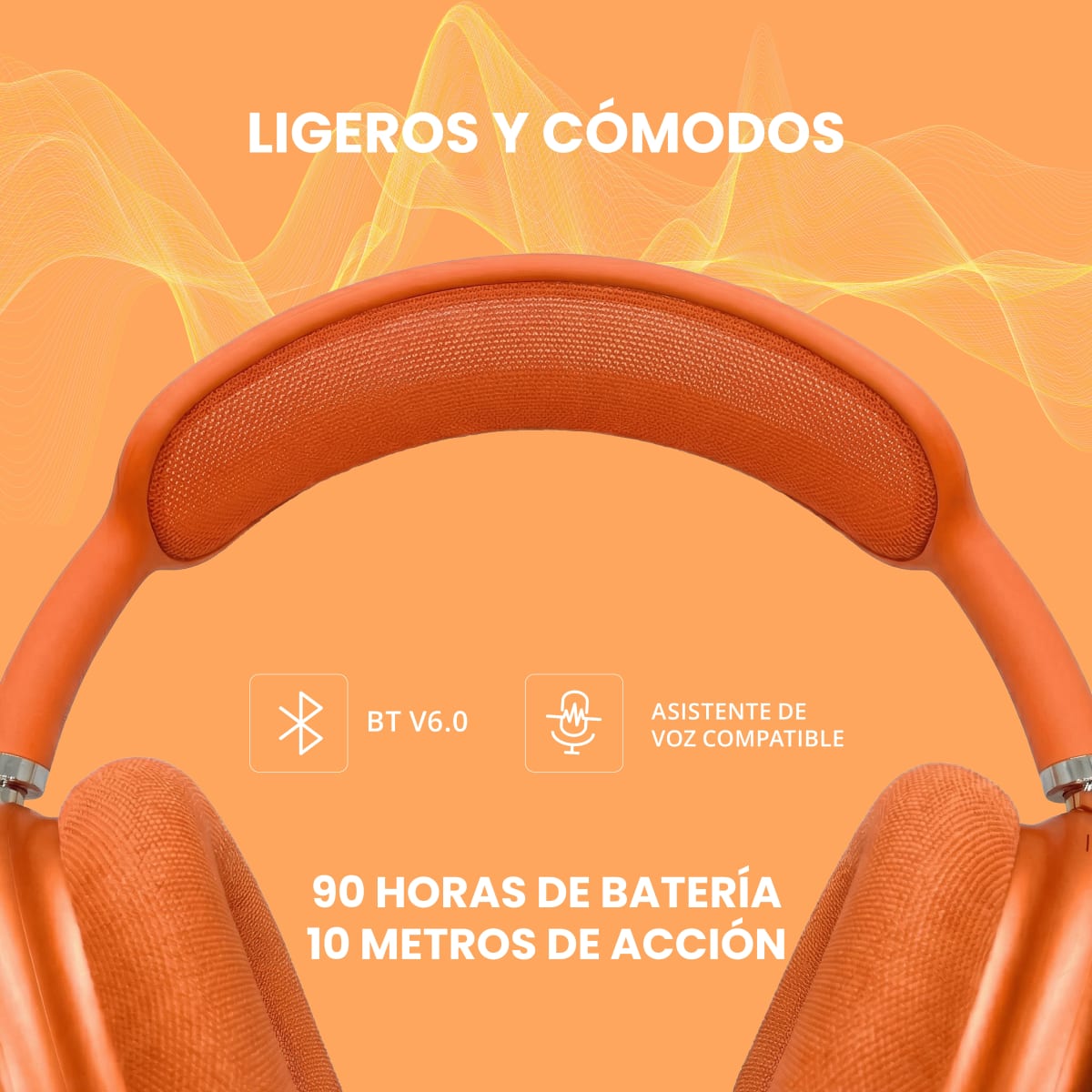 Audífono Bluetooth Inalámbrico Motomo MO-APMAX395 Naranja3