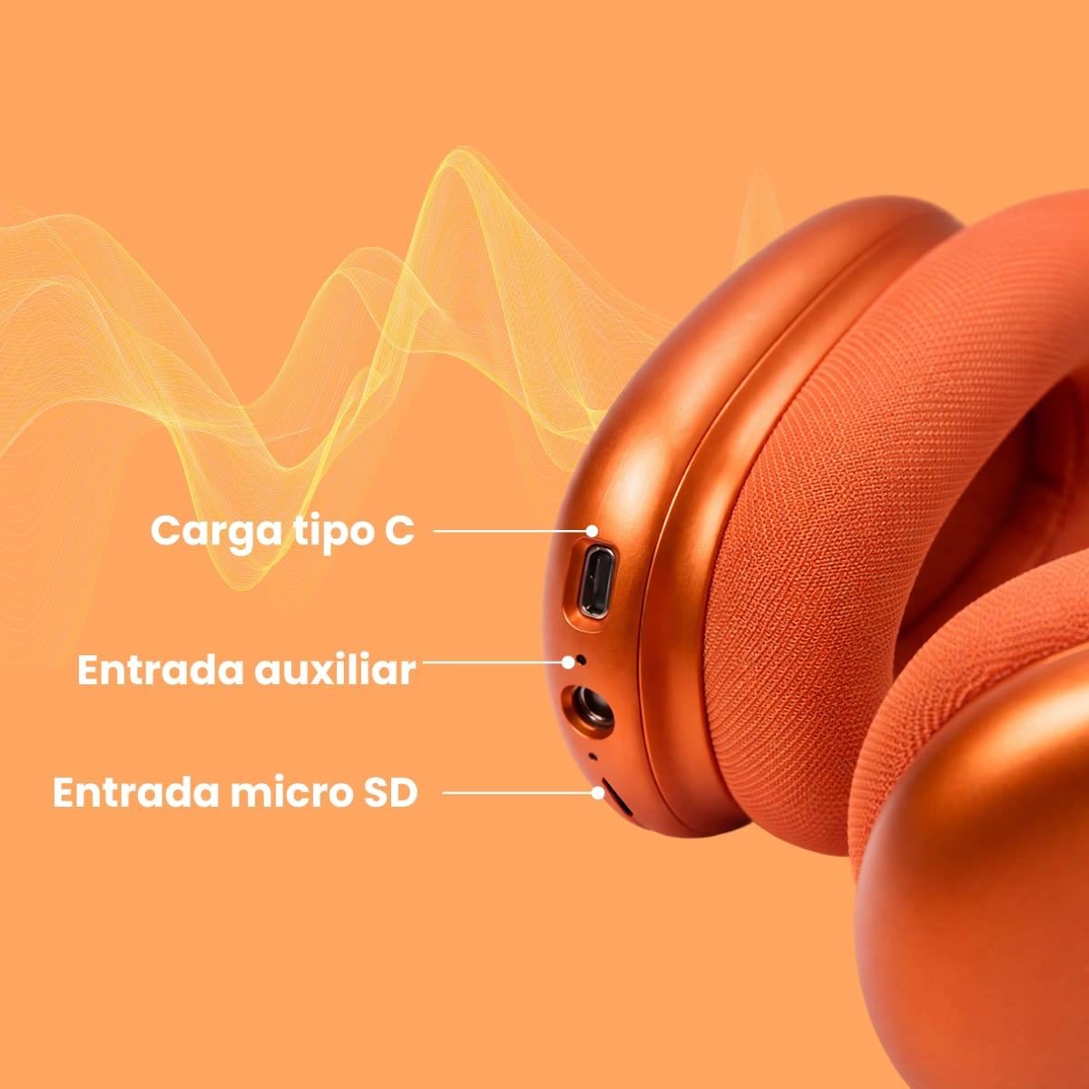 Audífono Bluetooth Inalámbrico Motomo MO-APMAX395 Naranja5